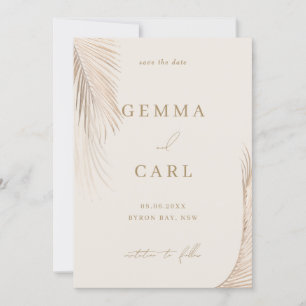 Moderne Eenvoudige Palm Leaves Wedding Save the da Kaart