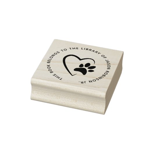 Moderne Eenvoudige Pet Paw Hart Aangepaste Bibliot Rubberstempel (Stempel)