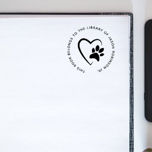 Moderne Eenvoudige Pet Paw Hart Aangepaste Bibliot Rubberstempel