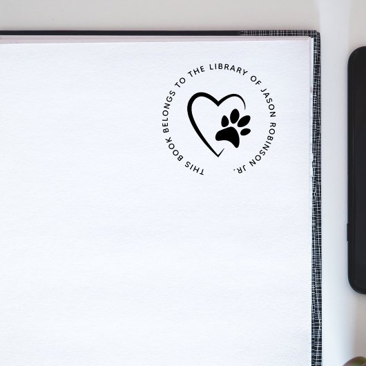 Moderne Eenvoudige Pet Paw Hart Aangepaste Bibliot Rubberstempel