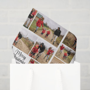 Moderne Eenvoudige Prettig Kerstmis Familie Collag Tissuepapier