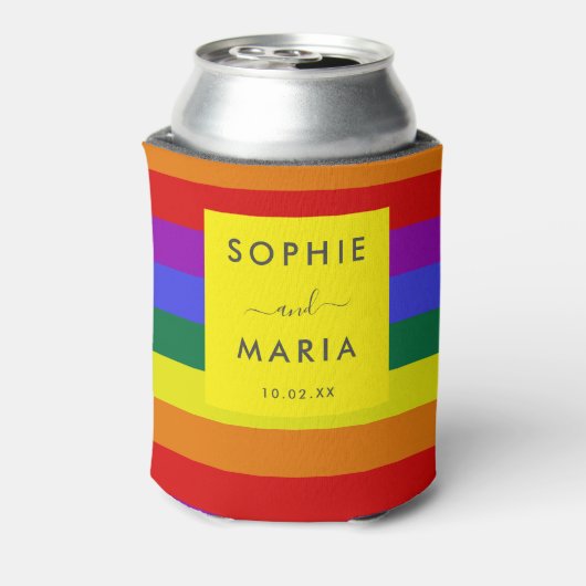 Moderne Eenvoudige Pride LGBTQ Trouwscript Blikjeskoeler (Blikje Achterkant)