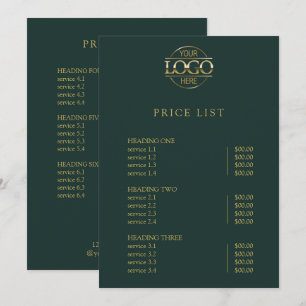 Moderne Eenvoudige Professionele Logo Menu Prijsli
