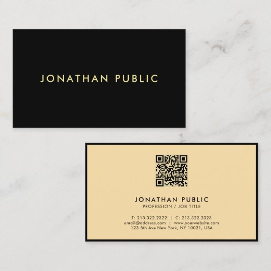Moderne eenvoudige professionele QR-code zwart en  Visitekaartje (Voorkant / Achterkant)