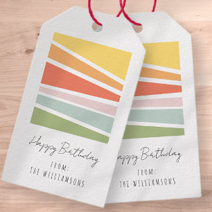 Moderne Eenvoudige Regenboogtaart Gelukkige Verjaa Cadeaulabel