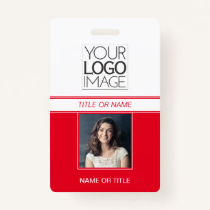 Moderne Eenvoudige Rode Foto Professional Name Tag Badge