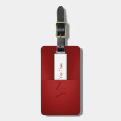Moderne eenvoudige rode monogram bagagelabel (Voorkant verticaal)