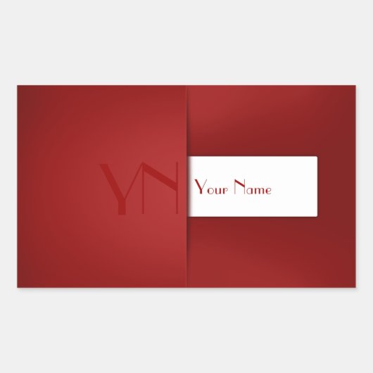 Moderne eenvoudige rode monogram rechthoekige sticker (Voorkant)