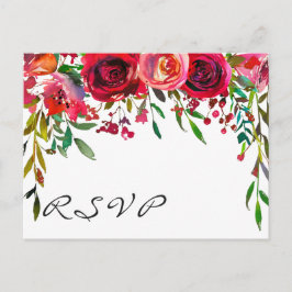 Moderne Eenvoudige Rode Rose RSVP-kaart Uitnodiging Briefkaart