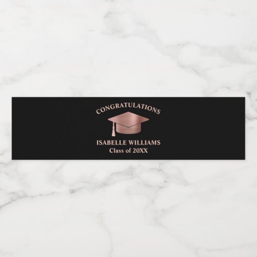 Moderne, eenvoudige Roos Gold Custom Afstuderen Waterfles Etiket (Enkel label)