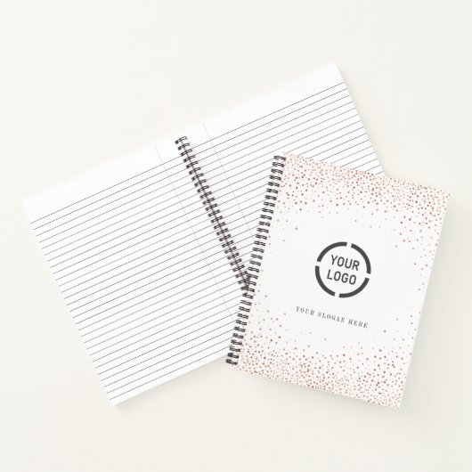 Moderne, eenvoudige roos goudglitter company logo notitieboek (Binnen)