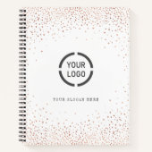 Moderne, eenvoudige roos goudglitter company logo notitieboek (Voorkant)