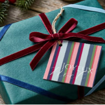 Moderne Eenvoudige Roze Blauwe Foto Kerstcadeautag