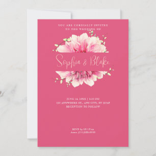 Moderne Eenvoudige Roze Bloem Gebonden Roze Trouwf Kaart