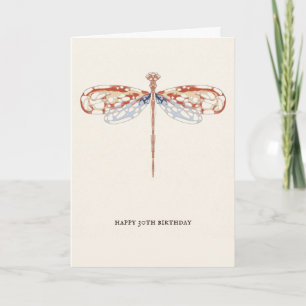 Moderne, eenvoudige , roze kunstdragonfly kaart