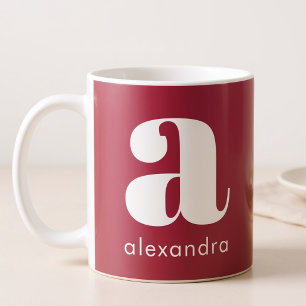 Moderne Eenvoudige Roze Monogram Beginletter Naam Koffiemok