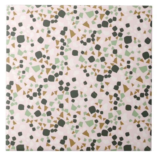Moderne eenvoudige roze terrazzo groene Tegel Tegeltje (Voorkant)