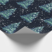 Moderne Eenvoudige Rustic Snowy Night-kerstbomen Cadeaupapier (Hoek)