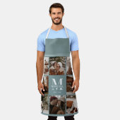 Moderne Eenvoudige Sage Groene Fotocollage | Monog Schort (Gedragen)