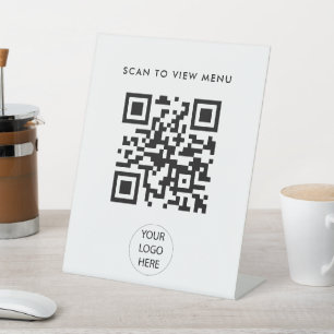 Moderne Eenvoudige scan QR-codemenu Business Reclamebord Met Voetstuk