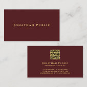 Moderne eenvoudige scanbare QR-code Faux Gold-teks Visitekaartje (Voorkant / Achterkant)