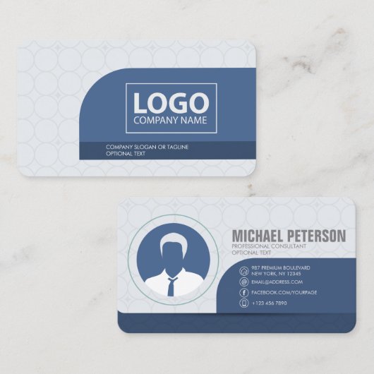 Moderne, eenvoudige, schone blauw visitekaartje (Voorkant / Achterkant)