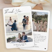 Moderne eenvoudige script 4 foto collage bruiloft bedankkaart