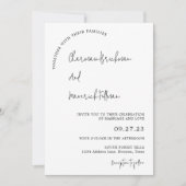 Moderne eenvoudige Script Budget RSVP QR Code Wedd Kaart (Voorkant)