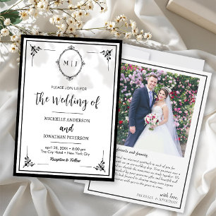 Moderne Eenvoudige Script Monogram Foto Bruiloft Save The Date