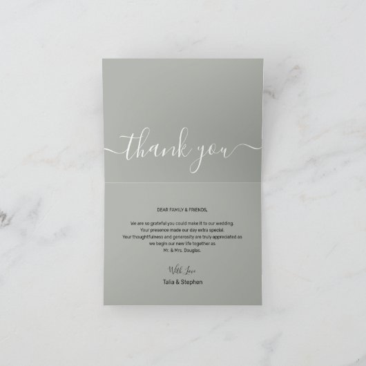 Moderne, eenvoudige scriptbruidfoto dan bedankkaart (Binnen)