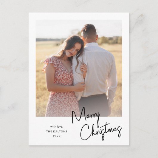 Moderne Eenvoudige scriptfoto voor prettig kerstfe Feestdagenkaart (Voorkant)