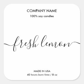 Moderne, eenvoudige, Soy Candle Black & White Vierkante Sticker
