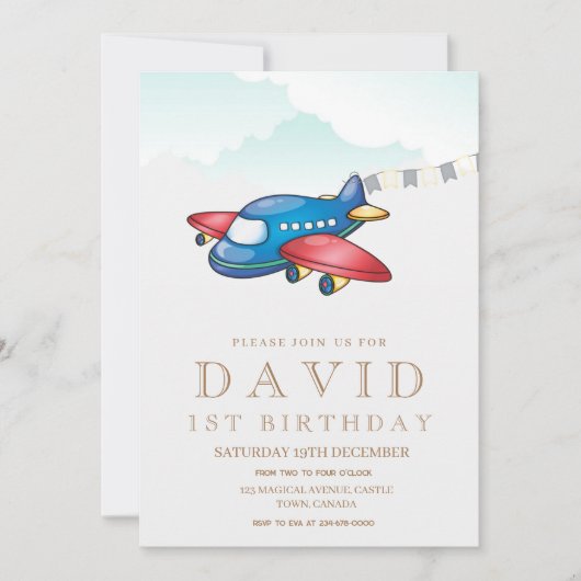 Moderne eenvoudige speelgoed vliegtuig Verjaardag  Kaart (Voorkant)