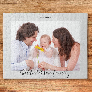 Moderne Eenvoudige Speelse Script Familie Foto Legpuzzel