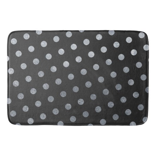 Moderne eenvoudige steenkoolzilver poladots badmat (Voorkant)