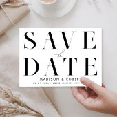 Moderne eenvoudige, stijlvolle zwarte en witte bru save the date