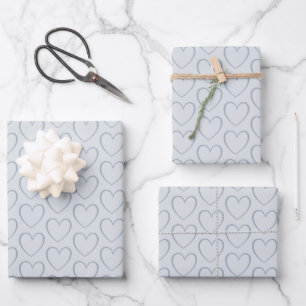 Moderne Eenvoudige Stofblauwe Cute Hart Patroon Inpakpapier Vel