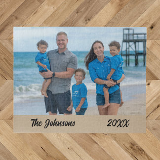 Moderne Eenvoudige Strand Familie Foto Legpuzzel