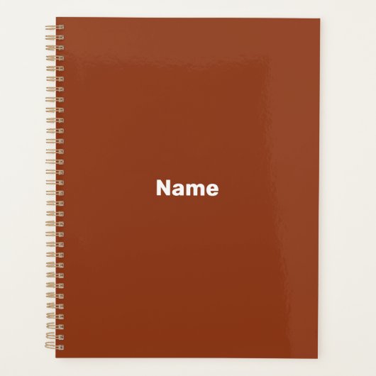 Moderne eenvoudige terracotta aangepaste naam teks planner (Voorkant)