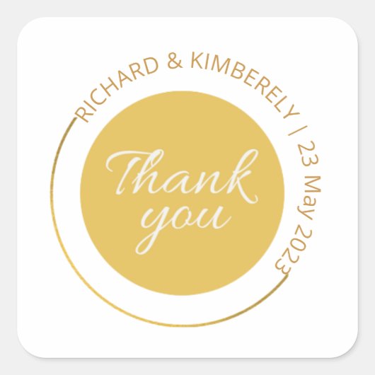 Moderne Eenvoudige Toevoegen Koppel Naam Datum Dan Vierkante Sticker (Voorkant)