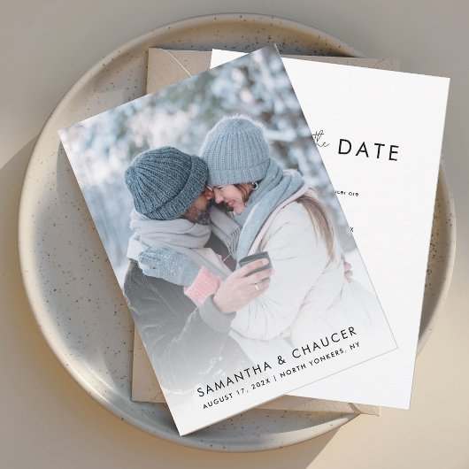 Moderne Eenvoudige Trouwfoto Save The Date