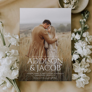 Moderne eenvoudige type namen foto bruiloft kaart