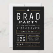 Moderne eenvoudige typografie 3 foto afstudeerfees kaart (Achterkant)