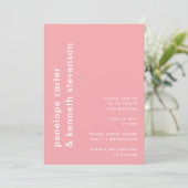 Moderne eenvoudige typografie | Roos-roze bruiloft Kaart (Staand voorkant)