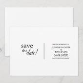 Moderne, eenvoudige, typografische bruiloft save the date (Voorkant / Achterkant)