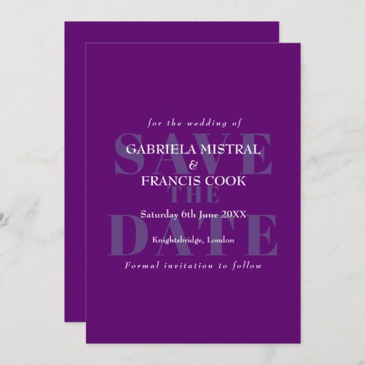 Moderne Eenvoudige Uitnodiging om de Datum te Bewa (Voorkant / Achterkant)