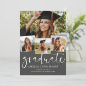Moderne Eenvoudige uitnodiging voor Afstuderen voo (Staand voorkant)