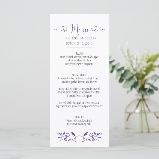 Moderne Eenvoudige Ultra Violet Menu-kaarten Menu (Staand voorkant)