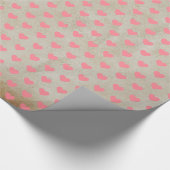 Moderne eenvoudige Valentijn roze harten Faux Kraf Cadeaupapier (Hoek)