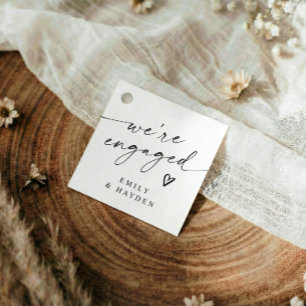 Moderne Eenvoudige Verlovingsfeest Handgeschreven Bedankjes Labels